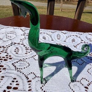 Murano Green Giraffe Glass Animal Figurine